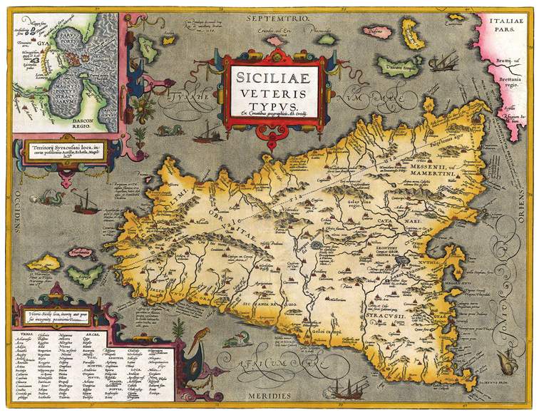 Carta della Sicilia Abraham Ortelius